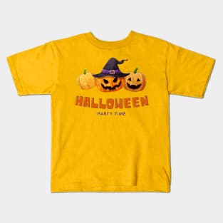 Halloween Scary Evil Pumkin Party time Kids T-Shirt